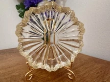 Vintage Midcentury Glass Ashtray Ribbed Sculpted Clear Retro Trinket Dish