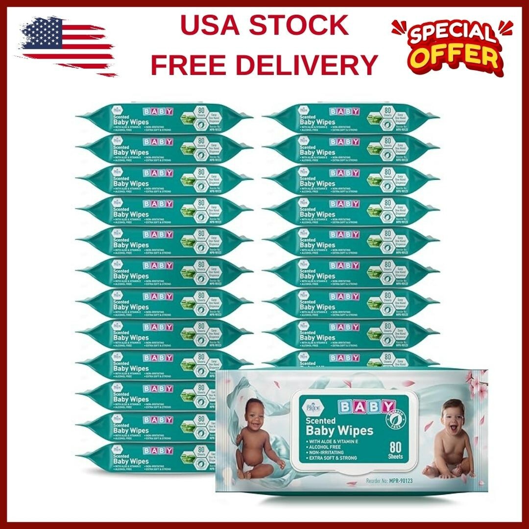 Scented Baby Wipes Packs in Bulk, 1920 Count (24 Packs X 80 
