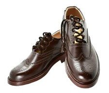 Scottish Brown Kilt Shoes For Men - Handmade Genuine Leather Ghillie Brogues