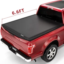 6.5FT Soft Tonneau Cover For 2009-2014 Ford F150 Truck Bed 4 Fold  W/ LED Lamp
