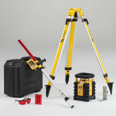 Stabila LAR350 05700 Dual Slope Rotary Laser Kit w/Tripod and Elevation Rod