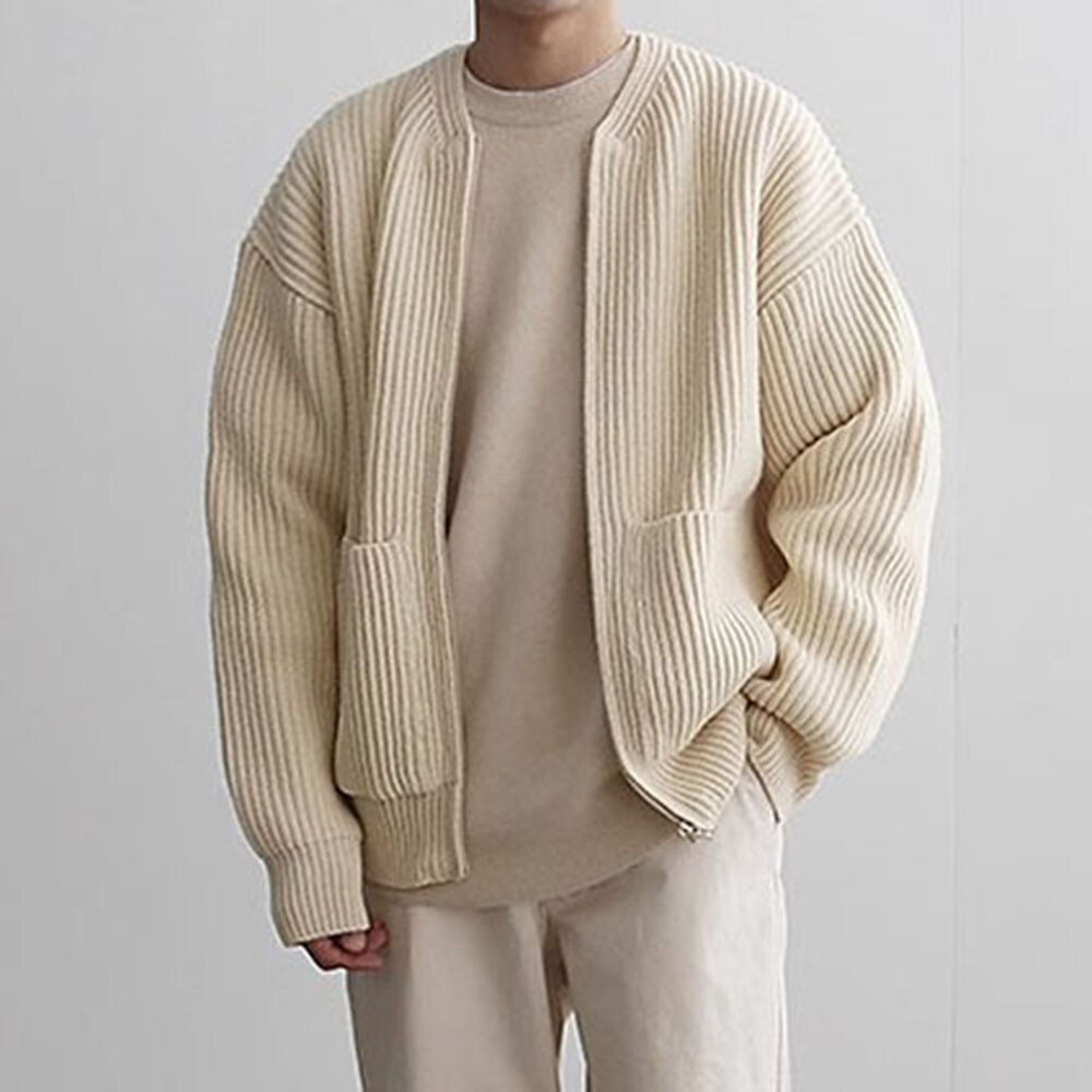 Men Knit Winter Coat Cardigan Sweater Jacket Tops Jumper Zipper Pockets