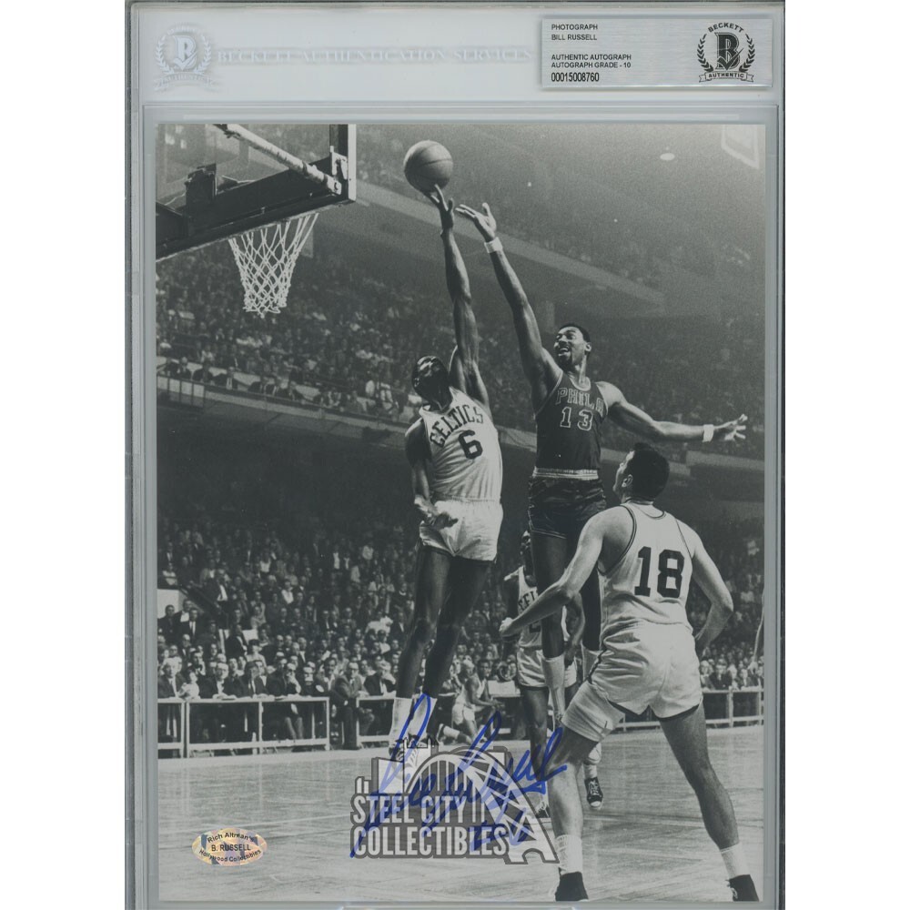 Bill Russell Autographed Signed Boston 8x10 Photo W/ #6 Inscription Auto Grade 10 (Blue Ink) 