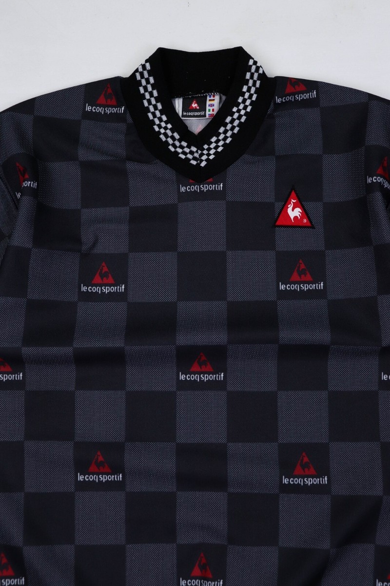 90s Vintage Made in England Le Coq Sportif Racing Gray Checkered