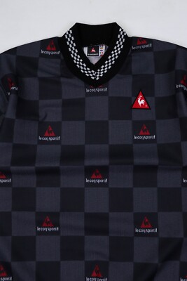 90s Vintage Made in England Le Coq Sportif Racing Gray Checkered