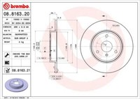 2X Brembo 08.8163.21 Bremsscheibe FüR Smart