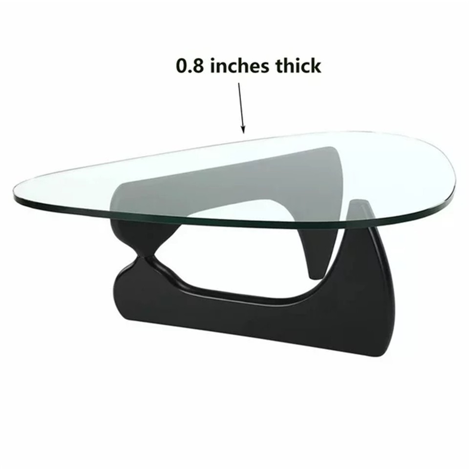 Noguchi Walnut Coffee Table Solid Wood Base 19mm Triangle Tempered ...