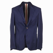 Boglioli Slim-Fit Navy Woven Sport Coat with Knit Collar Detail 40R Eu 50 NWT
