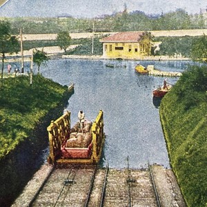 Antique 1905 Lake Biwa Canal Kyoto Japan Stereoview Photo Card V475