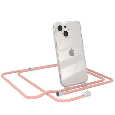 EAZY CASE für Apple iPhone 13 Mini Hülle mit Band Handykette Silikon Cover Rosa