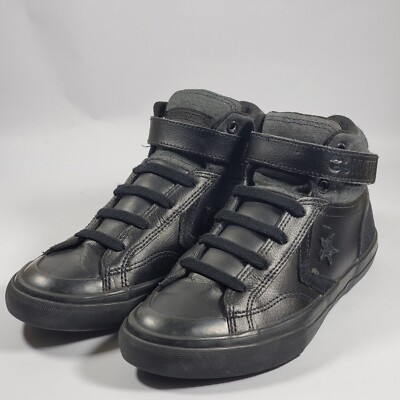 Converse All Star Boys Size 3 Hightop Sneaker Black Strap Leather
