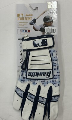 Franklin Fathers Day Pro MLB Jewel Event Batting Gloves LARGE Men's White Navy