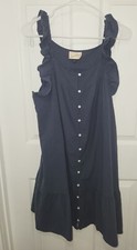 Universal Thread Navy Button Down Dress With Flutter Sleeve Size Large