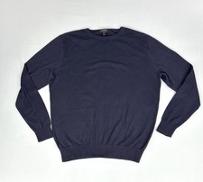 J. Crew Sweater Men s Size L Navy Cotton Cashmere Pullover Crew Neck
