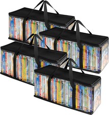 Stock Your Home DVD Storage Bags Set of 4 Media Organizer Bag 4 Pack, Black