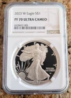 2023-W AMERICAN PROOF SILVER EAGLE, NGC PF 70 ULTRA CAMEO, NGC Brown Label