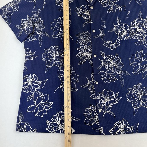 GAP Men's XXL Shirt Cabana Tropical Short Sleeve Button-Up Shirt Flowers Blue - Picture 2 of 5