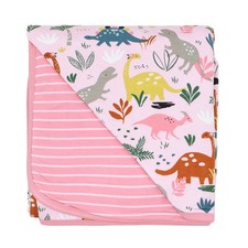 Little Sleepies Jurassic Jungle Pink Triple Layer Bamboo Cloud Blanket