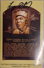 Twins Tony Oliva Autographed Hall Of Fame Induction Card With Date And Stamp