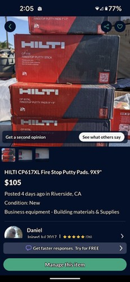 #ad HILTI CP 618 FIRESTOP PUTTY BOX OF 12. $125.00