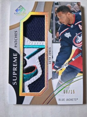 2019-20 SP Game Used Seth Jones Supreme Patches Logo Relic All Star Blue Jackets