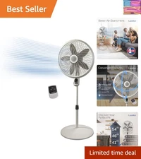 Elegant 3-Speed Adjustable Pedestal Fan with Timer & Remote Control - 18” White
