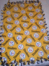 Pittsburgh Steelers Football Double Sided Hand Tied Kids Fleece Rag Blanket ~New