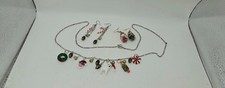 Handmade Holiday Themed Charm Necklace with Matching Earrings Set