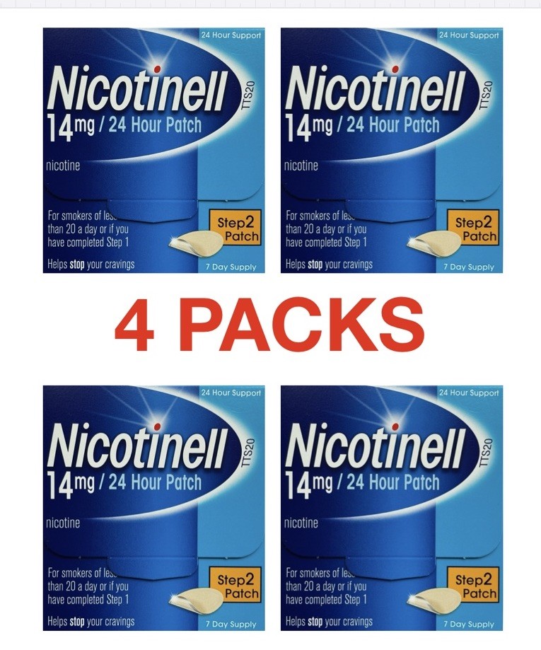 Nicotinell 14mg Step 2 Nicotine Patch - 4 Packs of 7 Patches EXP 2028