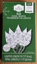Holiday Time 60ct Cool White Teardrop C6 Led Lights 21.1ft Green Wire Holiday Time 60ct Cool White Teardrop C6 Led Lights 21.1ft Green Wire