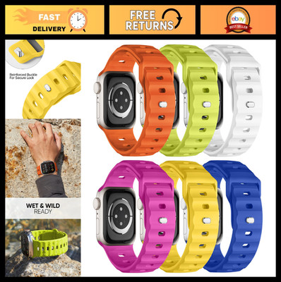 6-Pack Soft Silicone Sport Bands for Apple Watch 49mm 46mm 45mm 44mm 42mm, Water