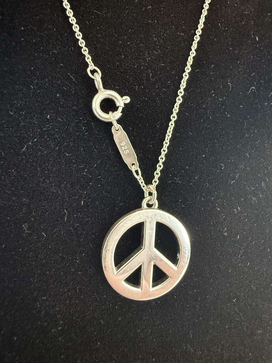Tiffany & Co Sterling Silver Peace Sign Necklace. | eBay