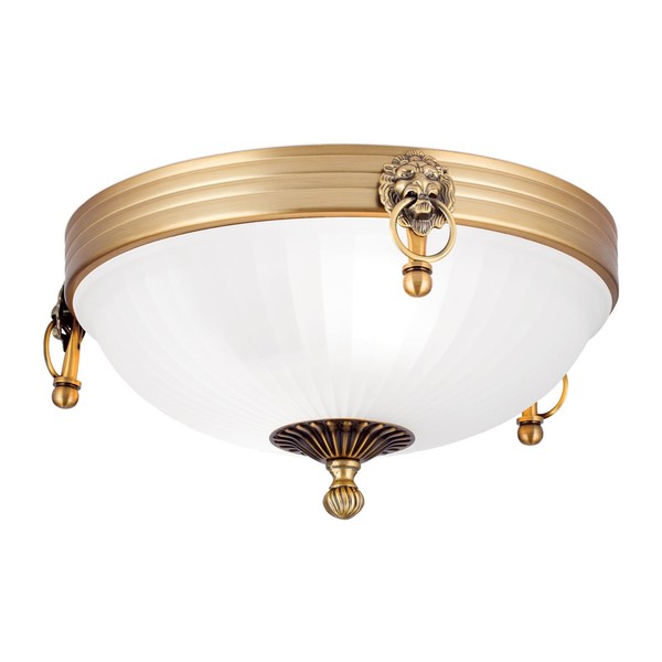 Deckenlampe Deckenlampe Metall Glas E27 Rund Ø 31 Cm In Bronze Weiß 2-Flammig-image