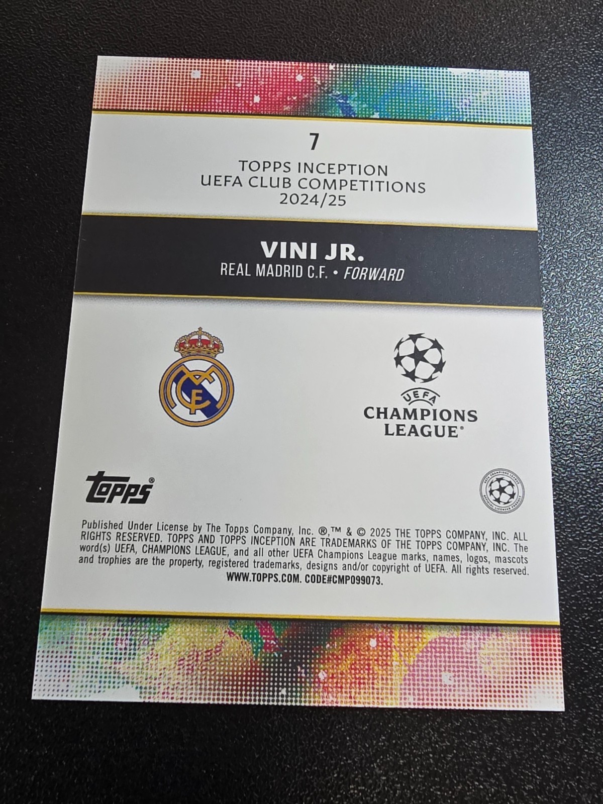 2024-25 Topps Inception soccer first xi-Vinicius Jr. view 2