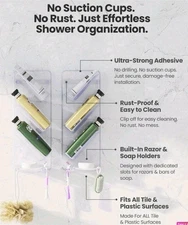 ShowerGem Shower Shelf Caddy Easy Clean 2 Pack Durable Rustproof Bath Organizer