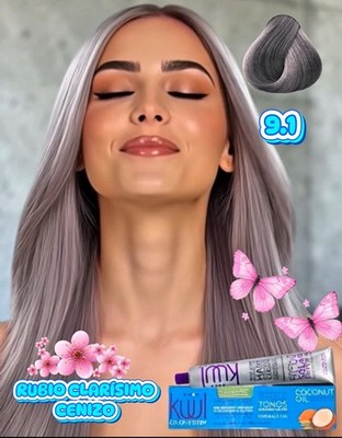 Kiwi Color System Demi-Permanent Hair Dye Cream Ash Blonde Coconut Oil Collagen