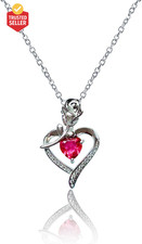Rose Heart Birthstone Necklace for Women, Forever Love Rose Heart Pendant Neckla
