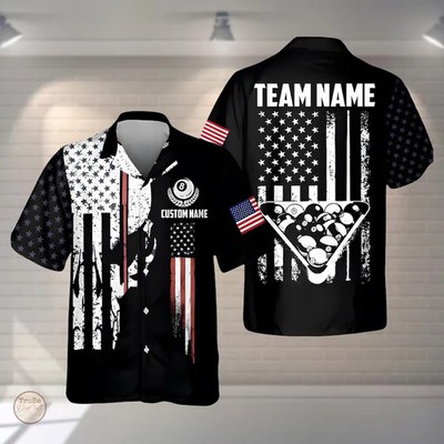 US Flag Billiard Pool Aloha Hawaiian Shirt