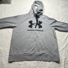 Under Armour Women's Rival Fleece Big Logo Hoodie 2XL Loose Gray/Black Spell out