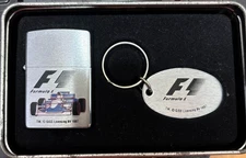 ZIPPO Lighter 1996 Formula 1 F1 Racing Car Silver w/Keychain & Tin Case JAPAN