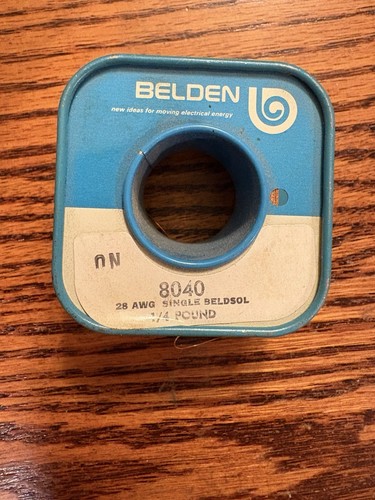Vintage Belden 8040 Copper Wire 28 AWG SGL-BELDSOL Partial Reel (3.5oz)