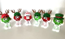 M&M's 6 Mini Candy Holders Christmas Reindeer Antlers Red Green 3"