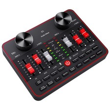 Audio Mixer, Sound Board for Pc/Phone Live Streaming Singing G1 Black Pink 