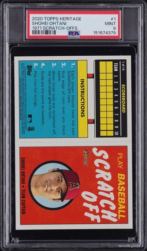 2020 TOPPS HERITAGE 1971 SCRATCH-OFFS #1 SHOHEI OHTANI PSA 9