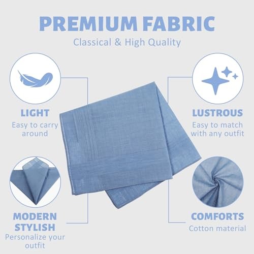 Giantree 5 Pcs Cotton Handkerchiefs for men, Classic Pocket Squares Set Soft - Picture 3 of 7