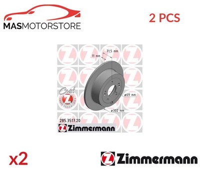 BREMSSCHEIBEN SATZ PAAR ZIMMERMANN 285351720 2PCS P FÜR HYUNDAI SANTA FÉ II