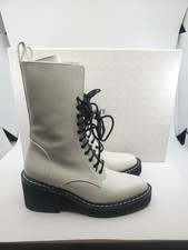 NEW WOMEN'S Khaite Cody WHITE LEATHER COMBAT BOOTS SZ EU 38.5 US 8.5 $1290