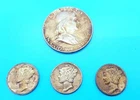 Silver Coins Franklin Half Dollar & Mercury Dimes x3 1942 1943 1963 90%  Circ