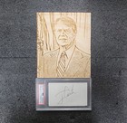 Jimmy Carter Signed PSA DNA Certified Autographed Index With Wood Engraving — photo 1