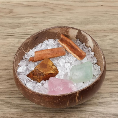 Taurus Crystal Stone Bowl Decor Set Coconut Bowl Mineral Display